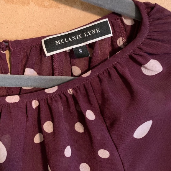 Melanie Lyne polkadot burgundy blouse - Picture 3 of 8